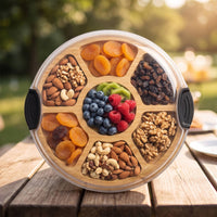 Charcuterie Board with Compartments Round Serving Board with Compartments Divided Serving Platter Multi-Compartment Elegant