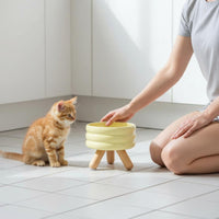 2 Pieces Double Pet Bowl Stand Stable Wooden Legs Elevated Pet Bowl for Felines