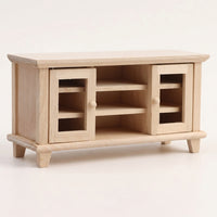 TV Cabinet with Door Unfinished Miniature TV Cabinet Wooden Furniture for Hobbyists