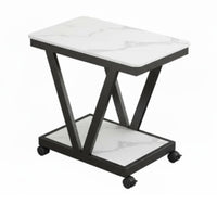 Nordic aesthetic Rolling C-Table Mobile Design Nightstand dual-leveled Storage Household Furniture Lockable casters for Remote Workers, Apartment Dwellers, Homeowners, Living Room, Bedroom, Small Spaces, Home Office