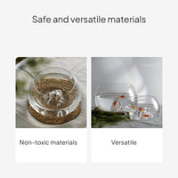 Glass Cat Bowl Fish Design Wide Mouth Anti-Tip