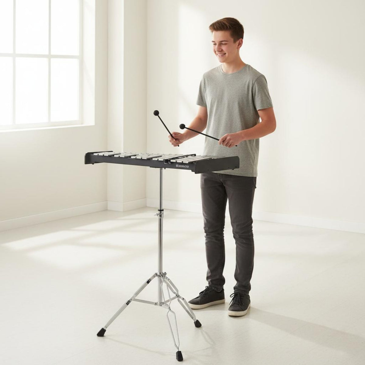 32 Note Glockenspiel Student Training 32 Note Xylophone with Stand Aluminum Bar Marimba for Students