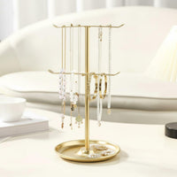 Necklace Hanger Open-Frame Jewelry Organizer with Round Base Multi-Functional Jewelry Tree for Women, Girls, Vanity