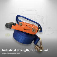 High Break Strength Cargo Strap with Double J Hooks Wear-Resistant Heavy Duty Ratchet Strap Long-Lasting for Movers, Trailers, Warehouses