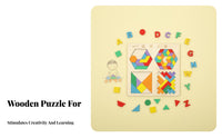 Tangram Block Mind Game Set Early Education Quadruple Challenge Set Wooden Mind Game Board Geometric Pattern Blocks Encourages