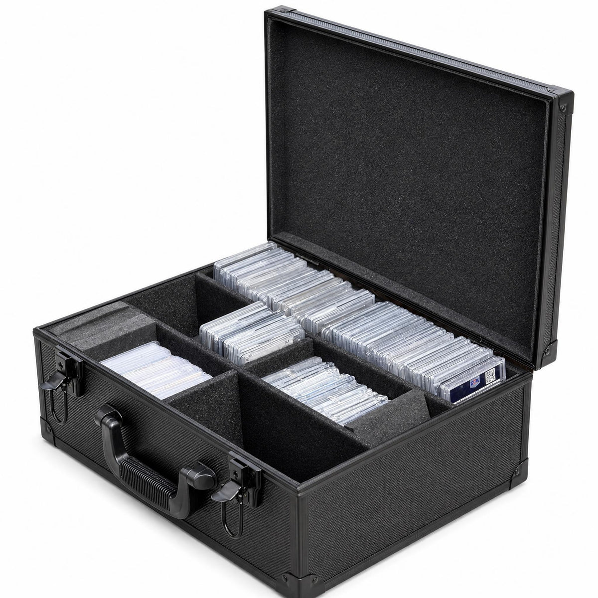 Foam-Lined Graded Card Slab Case Divided Compartments Card Slab Case Aluminum-Alloy Hard-Shell
