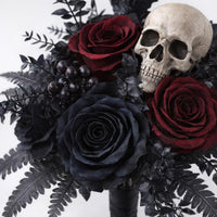 Gothic Bridal Bouquet Artificial, Black Silk Flowers Wedding Bouquet, Dark Floral Arrangement for Halloween Party, Unique Gothic Wedding Keepsake