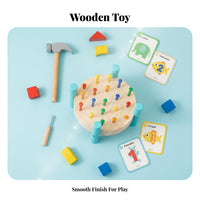 Hand-Eye Coordination Round Pounding Peg Bench Color Recognition Wooden Hammer and Peg Toy Fine Movement Skills Development for Preschoolers