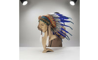 Feather Headdress Feathers Traditional Featherwork Tribal Design Bonnet Handmade Tribal Chief Headpiece for Entertainers, Cosplayers, Festivals