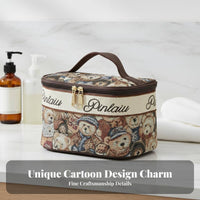 Teddy Bear Makeup Bag Portable Design Cartoon Bear Cosmetic Case Lightweight