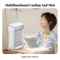 Desktop Water Cooling Fan Adjustable Speeds Mini USB Air Conditioner Three Settings USB Powered Chiller for Students, Office Workers