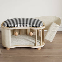 Cat House Stool Four-Season Enclosed Pet Hideaway Multifunctional Stackable Pet Condo for Entryway