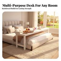 Bedside Table Space Saving Mobile Cross-Bed Table Multi-Functional Rolling Bed Desk for Students, Home Office Workers, Study, Hospital, Living Room