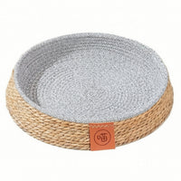 Cat Bed with Raised boarder Cat Basket Bed Scratch-Resistant Woven Basket for Floor