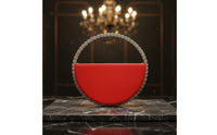Elegant Rhinestone Circle Bag Formal Event Crystal Handle Purse Sequin-Design Glow for Wedding, Banquet