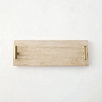 Rectangular Marble Tray with Gold Handles Minimalist Marble Tray with Handles Modern Slimline for Bathroom Counter
