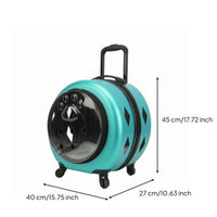 Transparent Wheeled Pet Carrier Ventilated Pet Carrier with Wheels Portable Long-Lasting for Cats, Veterinarian Visits