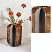 Vase with Horsehair Panel Minimalist Decorative Metal Vase Bronze for Tabletop