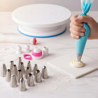 356 Pieces Stainless Steel Spatulas Cake Decorating Kit Non-Slip Base Cake Turntable Set Reusable Frosting Tools Kit Includes E-Book & Tutorials for Beginners