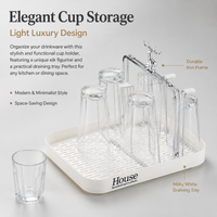 Drinkware Drying Rack Dish Drainer, 2 Tier Electroplated Silver Metal Dish Rack for Kitchen Counter, Luxury Mug & Glass Drainer Stand