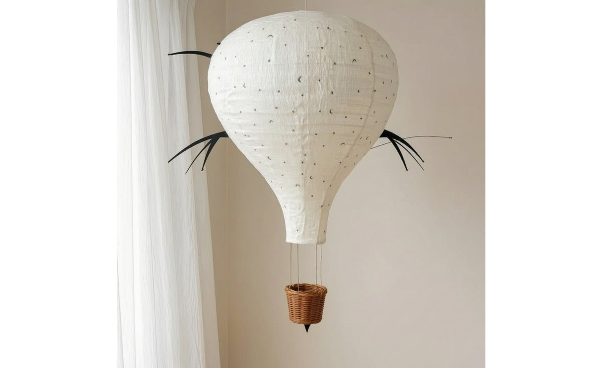 Whimsical Hot Air Balloon Lampshade with Basket Dreamy Hot Air Balloon Hanging Lampshade Cozy Lamp Soft for Baby, Bedroom