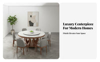 Pedestal Dining Table with Lazy Susan Modern Design Round Turntable Table with 6 Chairs Minimalist aesthetic Home Furniture for Homeowners, Hosts, Kitchen