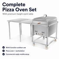 Commercial Pizza Oven for Catering Businesses, Portable Gas Outdoor Pizza Oven with Grill, Black Metal Heavy Duty Restaurant Pizzeria