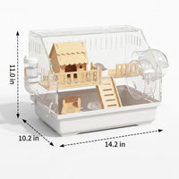 Large Hamster Cage with 5 Accessories, Clear Hamster Habitat in Acrylic, Large Space Syrian Hamster Cage with Removable Lid Upper Entry