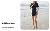 Multicolor Design Waterwear Top High Elasticity Short Sleeve Waterwear Top Short Sleeve Zip up Swimsuit Modest Coverage