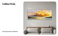 Golden Peak Scenery Painting Light Elegant Design Sunlit Mountain Wall Picture Crisp Printing Large Landscape Picture for Living Room