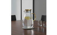 Easy to Clean Borosilicate Glass Carafe Large Capacity Ribbed Glass Pitcher for Home