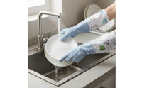 Long-Lasting Long Cuff Dishwashing Gloves Hand Protection Waterproof Rubber Gloves Thickened Safeguarding Handwear for Women, Laundry