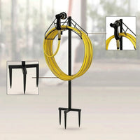 Freestanding Garden Hose Holder Heavy Duty Metal Hose Holder with Nozzle Bracket Powder Coated for Gardeners, Yard, Patio