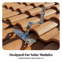 Silver Finish Stainless Steel Hook Bracket Bolted Joint Adjustable Solar Panel Hook
