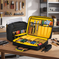 Multi-Pocket Laptop Tool Bag Padded Tool Organizer Bag Structured Water-Resistant for Technicians, Carpenters, Commuters, Travel