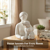 Person Dog Figurine Person and Dog Figurine Compact Details Home Decor for Tabletop Display, Entryway