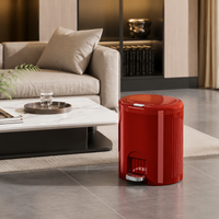 Trash Can, With Lid, Double-Opening Lid, Slim, 12L, Pedal-Operated, Hands-Free, Odor-Proof, Plastic, For Bedroom, Bathroom