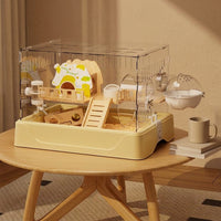 Large Hamster Cage Luxury Hamster Villa Habitat with 18cm Exercise Wheel and Tube Tunnel, Large Space for Syrian and Dwarf Hamsters