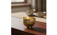 Embossed Cup with Dragon Relief Gold-Toned Brass Cup Footed Chalice Wide-Mouth for Collectors