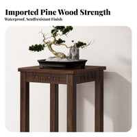 Floor-Standing Round Top Pot Riser Natural Wood Grain Plant Stand Multi-Purpose House Decoration Multifunctional for Homeowners, Gift Givers, Adults, Living Room, Balcony, Bedroom, Kitchen