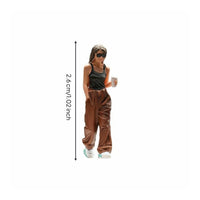 Holding Coffee Cup Woman Statue Collectible 1:64 Scale Resin Figure High Detail Walking Woman Figure for Collectors, Diorama, Desk Display