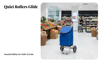Stainless Steel Frame Stair Climbing Shopping Cart Foldable Design Stair Climbing Grocery Cart Large Capacity Wheeled Grocery Trolley with Bag Ergonomic Handle for Apartment Dwellers, Shoppers, Students, Supermarket, Stairs, Outdoor, Public Transit