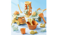 15 Pieces Beach Toy Set with Molds Molded Beach Toy Set with Pail Rounded Creative for Toddlers, Sandbox, Backyard