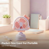 Tilted Head Mini Desktop Fan Compact Cooling Device Pedestal Stand