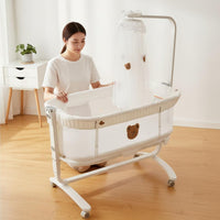 Co-Sleeper Bassinet Multi-Functional Mobile Bassinet Portable Baby Crib Adjustable Height Portable Co Sleeper Foldable