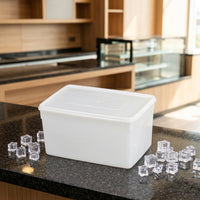 Storage Box with Ice Tray and Lid for Cocktails Drinks, Thickened Large Capacity Rectangular Ice Making Tray, Durable White Plastic, 1 Pack