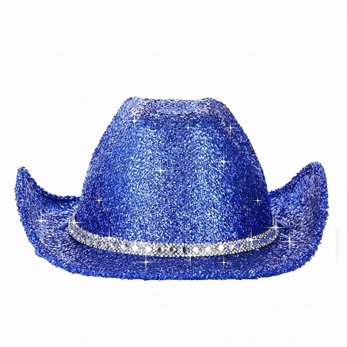 Glittering Blue Cowboy Hat Glittery Headwear Decorative Band Accessory