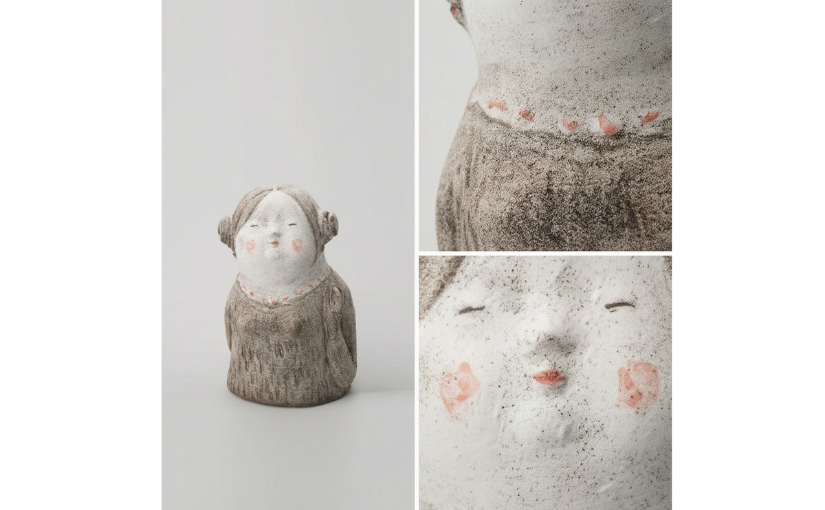Handmade Abstract Character Figurine Matte Ceramic Figurine Earthy Ceramic Statue with Textured Details Artistic for Home Decorators, Art Collectors, Entryway Table, Shelf, Living Room