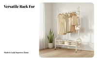 Space Saving Mobile Clothes Stand Easy Assembly Rolling Garment Rack Large Capacity Freestanding Clothes Rack Stable Structure for Apartment Dwellers, Homeowners, Bedroom, Dorm Room, Entryway, Balcony