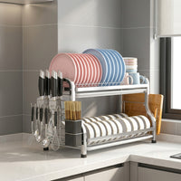Kitchen Dish Rack and Countertop Dish Rack, Stainless Steel Plate Rack and Bowl Rack with Removable Tray, Clean-line kitchen Sink Organizer
